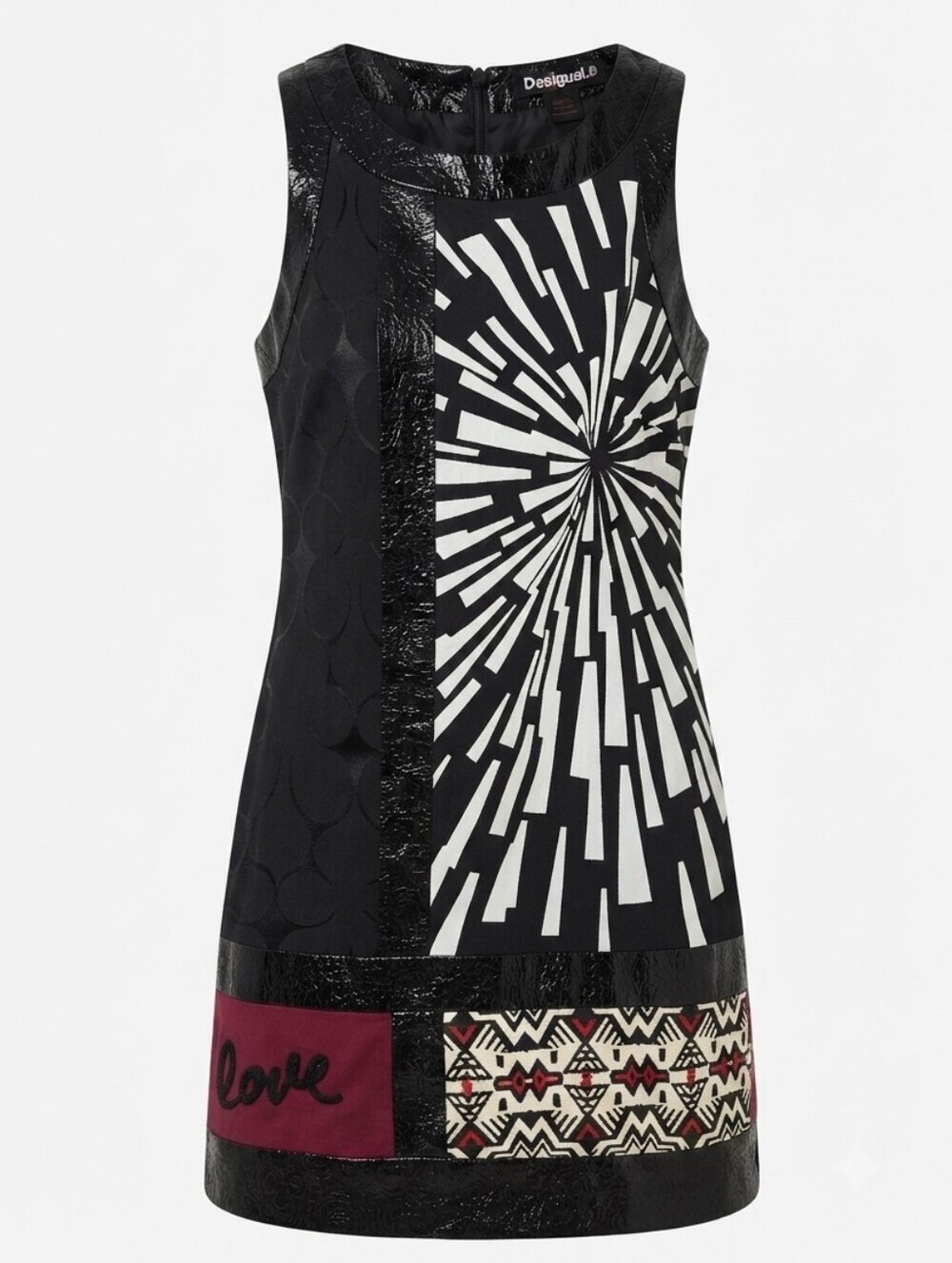Desigual Eclectic Patchwork Abstract Geometric Sleeveless Dress Sz. EU.38 US.6